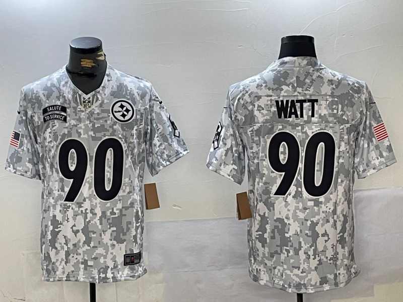 Men's Pittsburgh Steelers T.J. Watt #90 Arctic Camo 2024 Salute to Service Limited Jersey